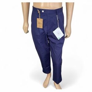 NEW LC23 Men's Blue High Rise Cotton Trouser Pants Size 46